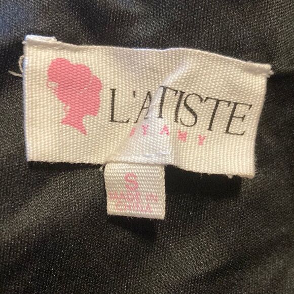 L'atiste By Amy Black Velvet Floral Embroidered Skort & Crop Top Set Size Small - Picture 7 of 15